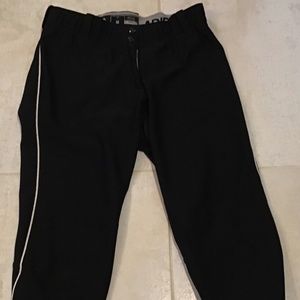 ADIDAS Fastpitch Women’s Size M Black Softball‎ Cropped Pants with Stripes